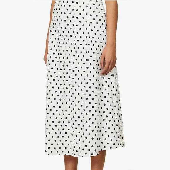 REFORMATION Simon Polka Dot-Print Stretch-Organic-Cotton Midi Skirt - Picture 1 of 6